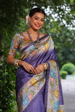 Load image into Gallery viewer, Tussar Kalamkari Silk (Premium Quality Soft Silk)