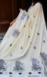 Load image into Gallery viewer, Thumbha Poo - തുമ്പ പൂ (Traditional Onam Kasavu Saree)