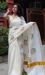 Load image into Gallery viewer, Shilpam - ശിൽപം (Traditional Kerala Cotton Saree)