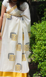 Load image into Gallery viewer, Shilpam - ശിൽപം (Traditional Kerala Cotton Saree)