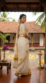 Load image into Gallery viewer, Kalyana Vasantham - കല്യാണ വസന്തം (Traditional Onam Kasavu Saree)