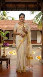 Load image into Gallery viewer, Kalyana Vasantham - കല്യാണ വസന്തം (Traditional Onam Kasavu Saree)