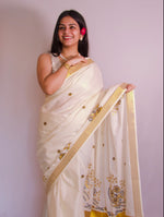 Load image into Gallery viewer, Mulla Poo - മുല്ല പൂ (Traditional Onam Kasavu Saree)