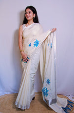 Load image into Gallery viewer, Neelakurinji - നീലക്കുറിഞ്ഞി (Traditional Onam Kasavu Saree)