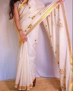 Load image into Gallery viewer, Chembarithi - ചെമ്പരിതി (Traditional Onam Kasavu Saree)