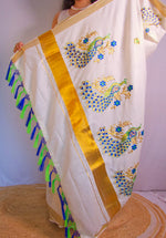 Load image into Gallery viewer, Vada Malli - വാട മല്ലി (Traditional Onam Kasavu Saree)