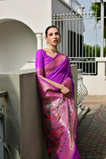 Load image into Gallery viewer, Banarasi Silk Paithani (Premium Banarasi Paithani Silk)