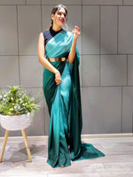 Load image into Gallery viewer, Teal Green (1 Minute Ready To Wear Saree)
