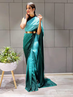 Load image into Gallery viewer, Teal Green (1 Minute Ready To Wear Saree)