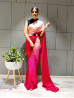 Load image into Gallery viewer, Peach and Pink (1 Minute Ready To Wear Saree)