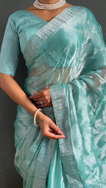 Load image into Gallery viewer, Blue Sarowski - (1 Minute Ready To Wear Saree)