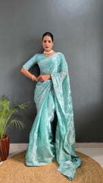 Load image into Gallery viewer, Blue Sarowski - (1 Minute Ready To Wear Saree)