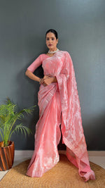 Load image into Gallery viewer, Peach Sarowski - (1 Minute Ready To Wear Saree)