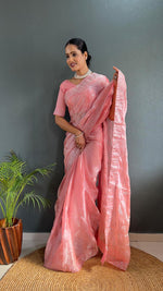 Load image into Gallery viewer, Peach Sarowski - (1 Minute Ready To Wear Saree)