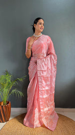 Load image into Gallery viewer, Peach Sarowski - (1 Minute Ready To Wear Saree)
