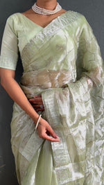 Load image into Gallery viewer, Green Sarowski - (1 Minute Ready To Wear Saree)