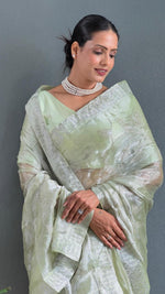 Load image into Gallery viewer, Green Sarowski - (1 Minute Ready To Wear Saree)