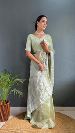 Load image into Gallery viewer, Green Sarowski - (1 Minute Ready To Wear Saree)