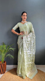 Load image into Gallery viewer, Green Sarowski - (1 Minute Ready To Wear Saree)