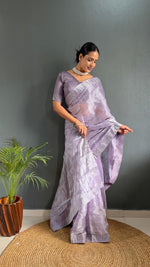 Load image into Gallery viewer, Lavendar Sarowski - (1 Minute Ready To Wear Saree)