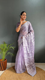 Load image into Gallery viewer, Lavendar Sarowski - (1 Minute Ready To Wear Saree)