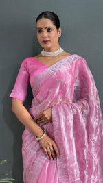 Load image into Gallery viewer, Pink Sarowski - (1 Minute Ready To Wear Saree)