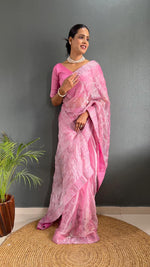 Load image into Gallery viewer, Pink Sarowski - (1 Minute Ready To Wear Saree)