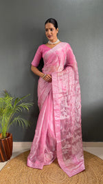 Load image into Gallery viewer, Pink Sarowski - (1 Minute Ready To Wear Saree)