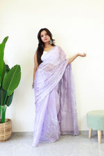 Load image into Gallery viewer, Lavender (1 Minute Ready To Wear Saree)