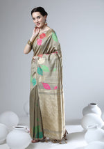 Load image into Gallery viewer, Grey Leafs (1 Minute Ready To Wear Saree)