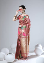 Load image into Gallery viewer, Peach Leafs (1 Minute Ready To Wear Saree