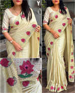 Load image into Gallery viewer, Cream Flowers (1 Minute Ready To Wear Saree)