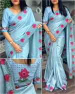 Load image into Gallery viewer, Blue Flowers (1 Minute Ready To Wear Saree)