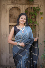 Load image into Gallery viewer, Grey Blue (1 Minute Ready To Wear Saree)