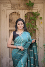 Load image into Gallery viewer, Blue Teal (1 Minute Ready To Wear Saree)