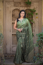 Load image into Gallery viewer, Olive Green (1 Minute Ready To Wear Saree)