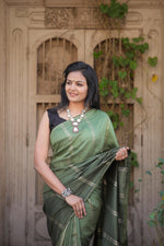 Load image into Gallery viewer, Olive Green (1 Minute Ready To Wear Saree)