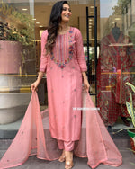 Load image into Gallery viewer, Charu ~ Baby Pink Kurti Suit Set