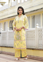 Load image into Gallery viewer, Tashi ~ Lemon Yellow Embroidery Kurit Set