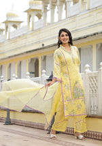 Load image into Gallery viewer, Tashi ~ Lemon Yellow Embroidery Kurit Set