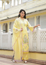 Load image into Gallery viewer, Tashi ~ Lemon Yellow Embroidery Kurit Set