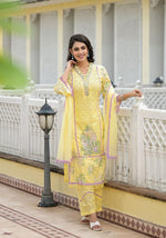 Load image into Gallery viewer, Tashi ~ Lemon Yellow Embroidery Kurit Set