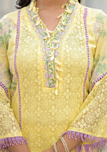 Load image into Gallery viewer, Tashi ~ Lemon Yellow Embroidery Kurit Set