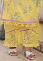 Load image into Gallery viewer, Tashi ~ Lemon Yellow Embroidery Kurit Set