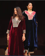 Load image into Gallery viewer, Sabina ~ Maroon Velvet Kurti Set