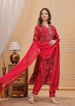 Load image into Gallery viewer, Suchi ~ Red Floral Suit Set