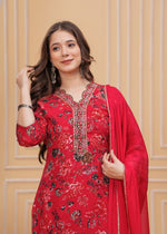 Load image into Gallery viewer, Suchi ~ Red Floral Suit Set