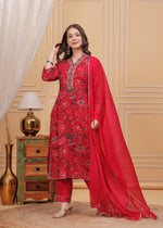 Load image into Gallery viewer, Suchi ~ Red Floral Suit Set