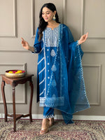 Load image into Gallery viewer, Ambar ~ Blue Embroidery Anarkali