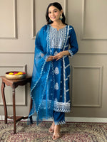 Load image into Gallery viewer, Ambar ~ Blue Embroidery Anarkali